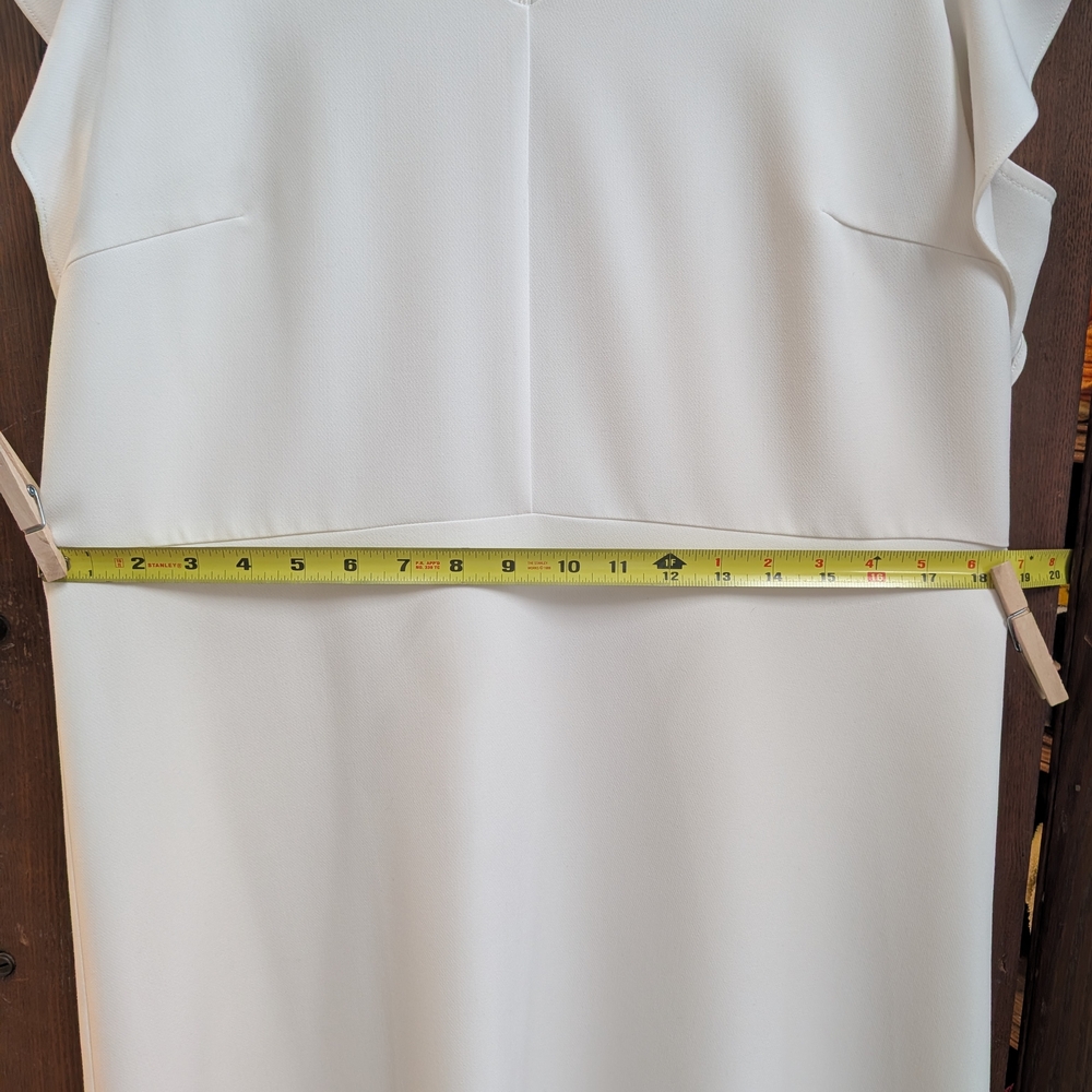 Ann Taylor Cream V-Neck Flutter Sleeve Dress - Picture 4 of 7